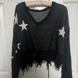 cropped black star sweater